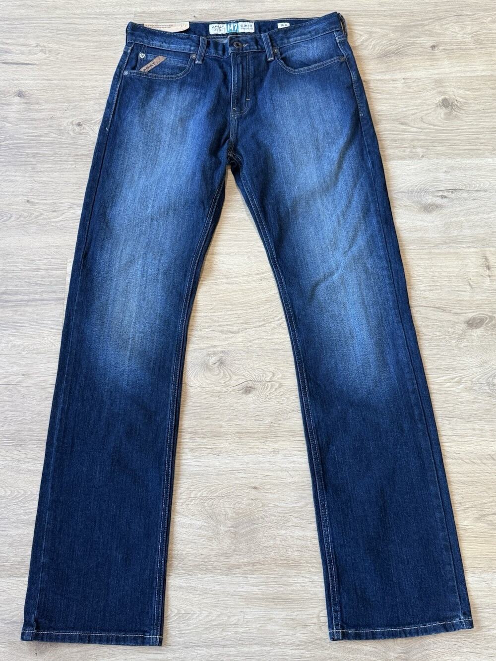 Ariat M7 Jeans Mens 34x36 Slim Straight Leg Fremont Wash Work Western NWT